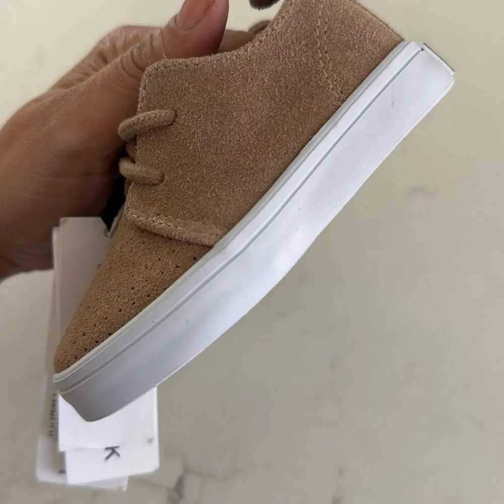 Janie and Jack Suede Perforated Sneaker in Tiger's Eye Size 5